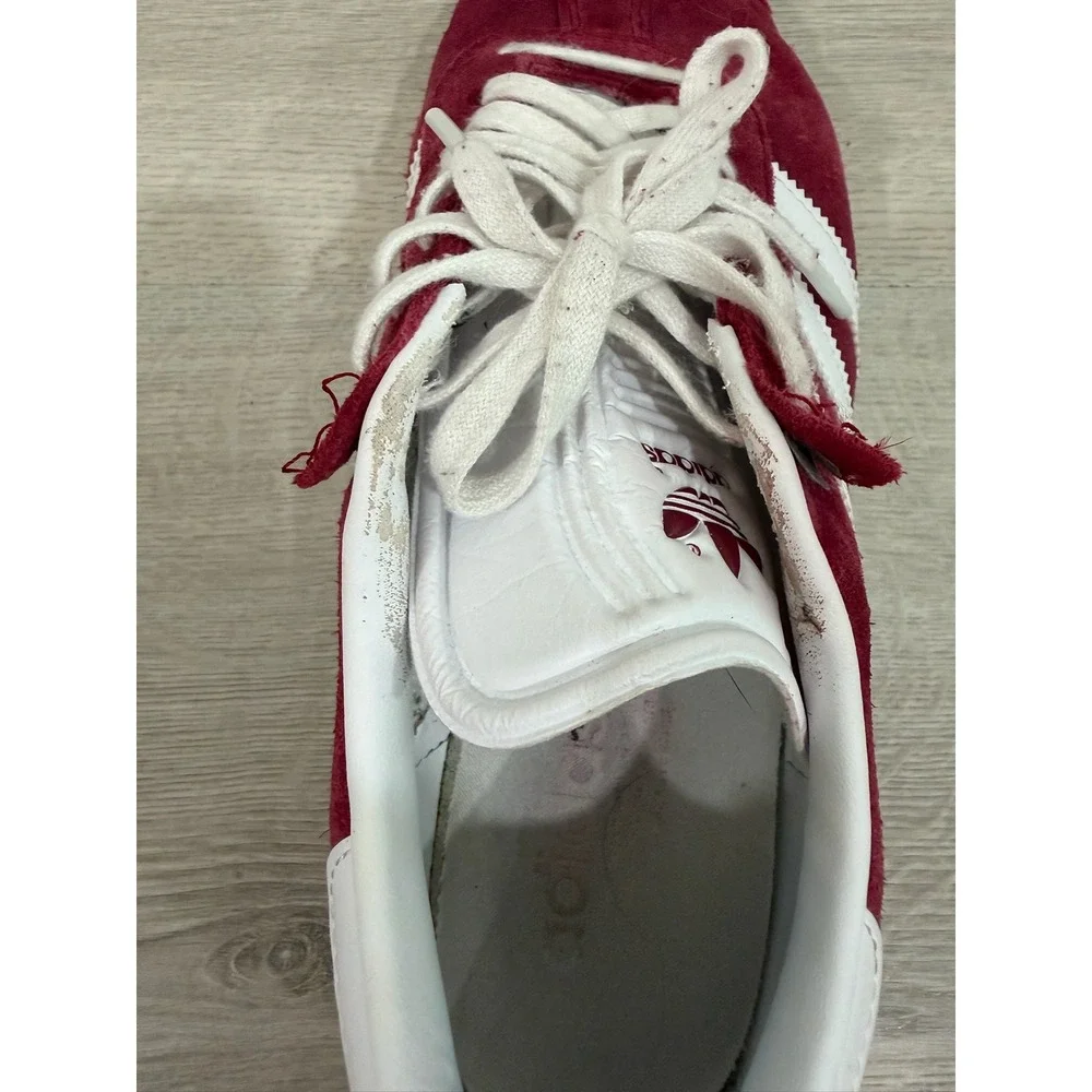 Adidas Gazelle Mens Burgundy White Suede Low Top Sneakers B41645 Size 7 Athletic